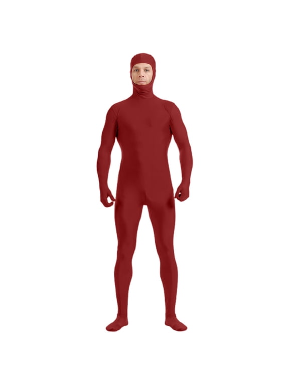 Adult Open Face Full Body Zentai Bodysuit, Long Sleeve Hand Foot Integrated Skin Suit, Stretch Unitard for Halloween Stage Performance,M,5