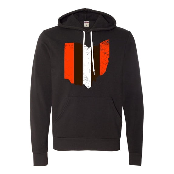 Adult Orange And Brown State Of Ohio Distressed Deluxe Super Soft Sweatshirt Hoodie
