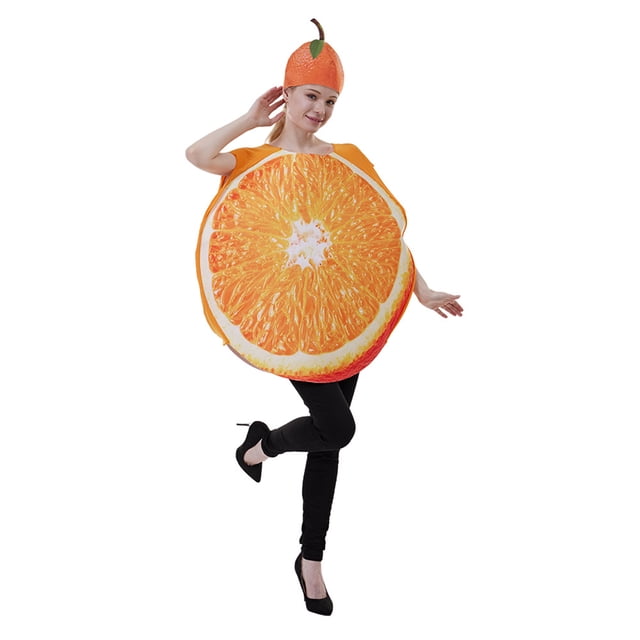 Adult Orange Slice Halloween Costume Jumpsuit with Matching Hat ...