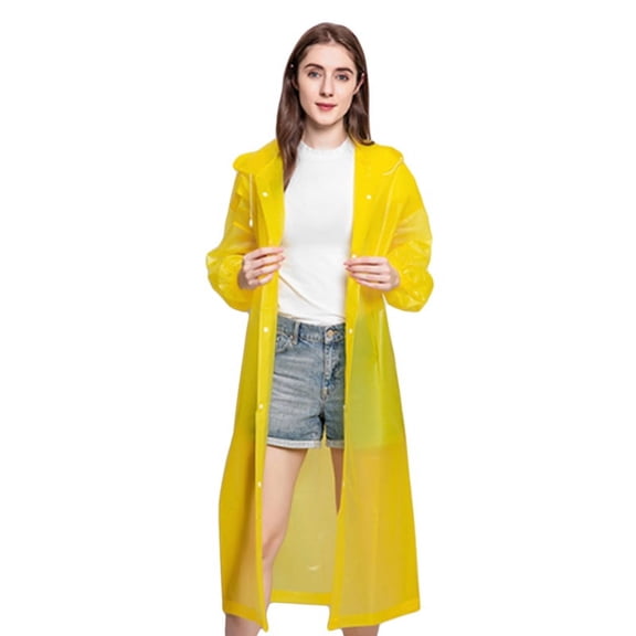 Adult PEVA Rain Poncho Clear Thickened Hooded Water Resistant Raincoat for Camping Travel Outdoor Use