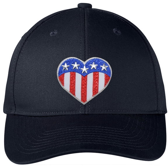 Adult Patriotic Waving US Flag Patch Americana USA Flag Twill Hat Cap - Navy Blue