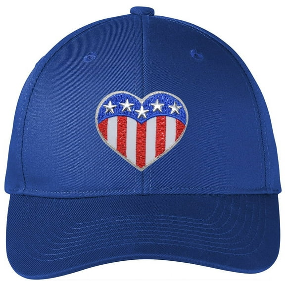 Adult Patriotic Waving US Flag Patch Americana USA Flag Twill Hat Cap - Royal Blue