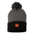 thumbnail image 1 of Adult Peach Embroidered Knit Beanie Pom Cap, 1 of 1