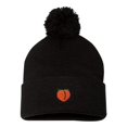 thumbnail image 1 of Adult Peach Embroidered Knit Beanie Pom Cap, 1 of 1
