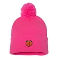 thumbnail image 1 of Adult Peach Embroidered Knit Beanie Pom Cap, 1 of 1