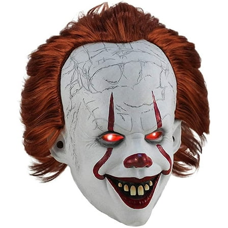 Adult Pennywise Clown Mask with Hair - Latex Movie Costume Accessory for Halloween