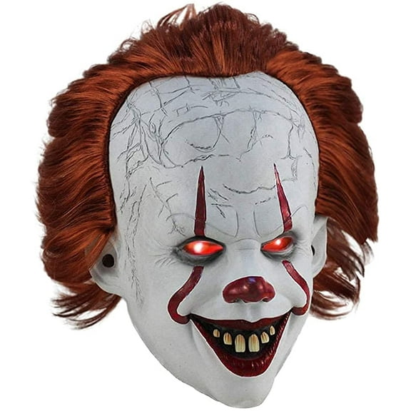 Adult Pennywise Clown Mask with Hair - Latex Movie Costume Accessory for Halloween