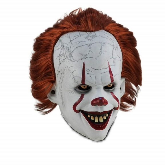 Adult Pennywise Clown Mask with Hair - Latex Movie Costume Accessory for Halloween