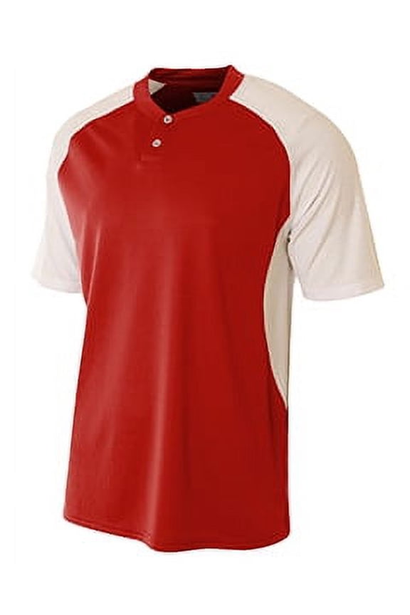 Adult Performance Contrast 2 Button Baseball Henley T-Shirt