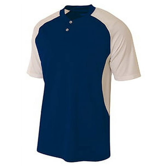 Adult Performance Contrast 2 Button Baseball Henley T-Shirt