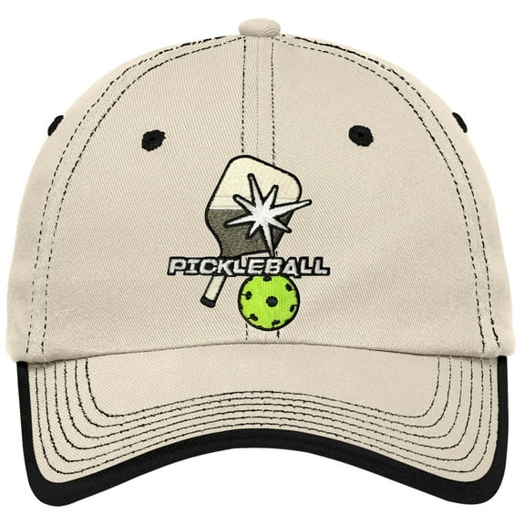 Adult Pickleball Hat Cap with Contrasting Stitching, Stone