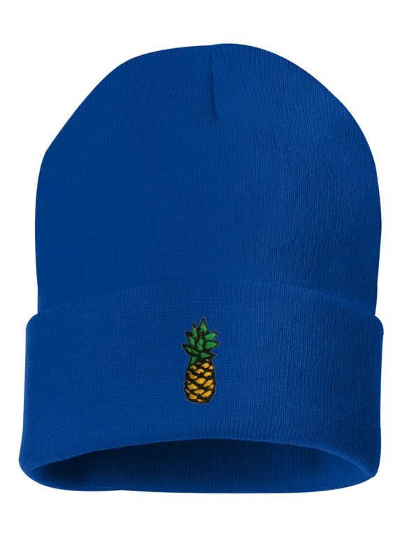 Adult Pineapple Embroidered Cuffed Knit Beanie Cap
