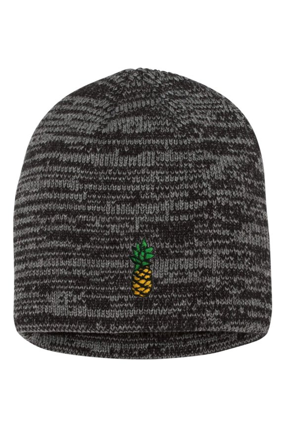 Adult Pineapple Embroidered Marled Knit Beanie Cap