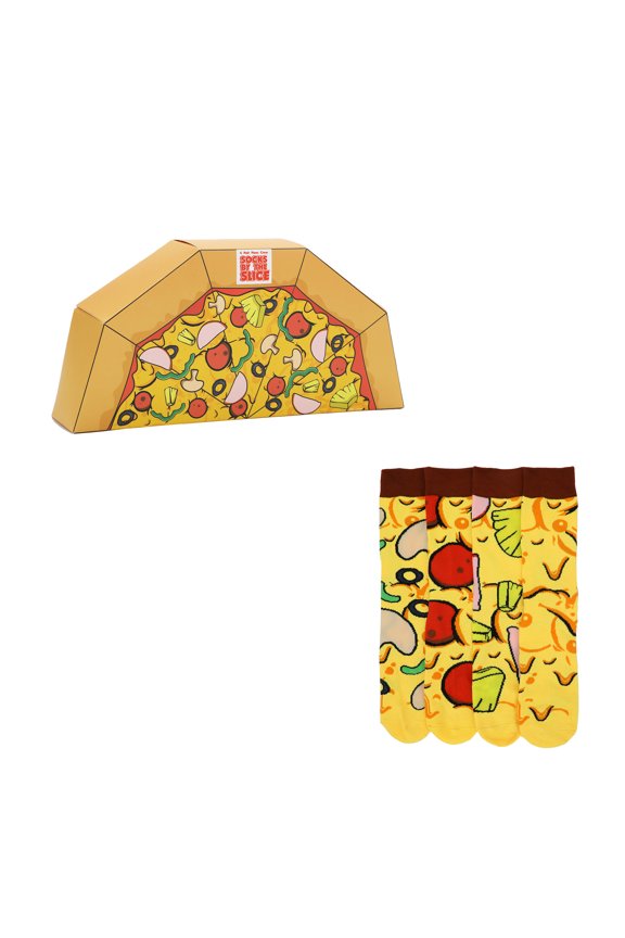 Adult Pizza Paradise Crew Socks 4-Pack - Deliciously Stylish Designs!-OSFA