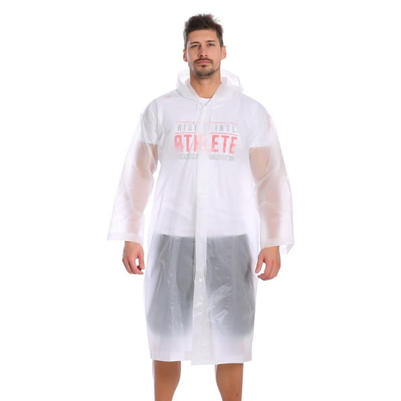 Adult Plastic Raincoat for Outdoor Hiking Travel Protection, Lightweight Waterproof Full Body Cover for Emergency Rainy Weather and Wind Shield, Clearance & Promo, for Active Outdoors | Eva, White