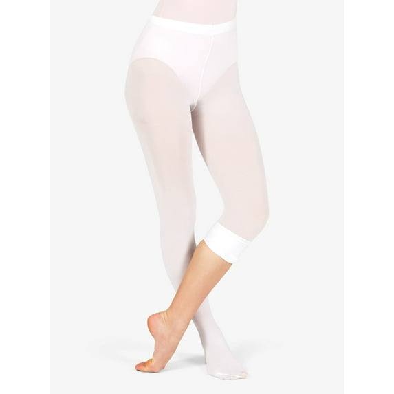 Womens Plus Size Convertible Tights with Smooth Self-Knit Waistband