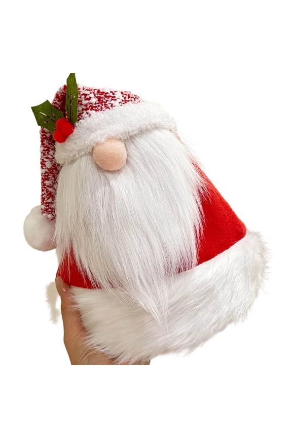 Adult Plush Holiday Character Hat with 3D Facial Details Fuzzy Trim Pompom Soft Comfortable Festive Costume Cap for Winter Celebrations