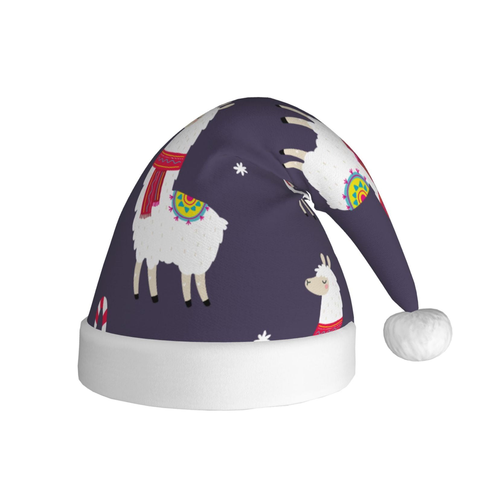 Adult Plush Santa Hat Cute Merry Christmas Llama Soft Fleece Christmas Holiday Costume Accessory for Party & Dress-Up