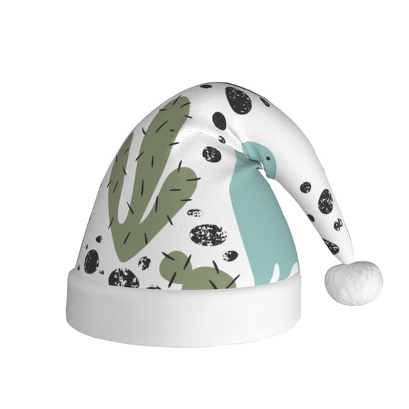 Adult Plush Santa Hat Dino With Cactus Soft Fleece Christmas Holiday Costume Accessory for Party & Dress-Up