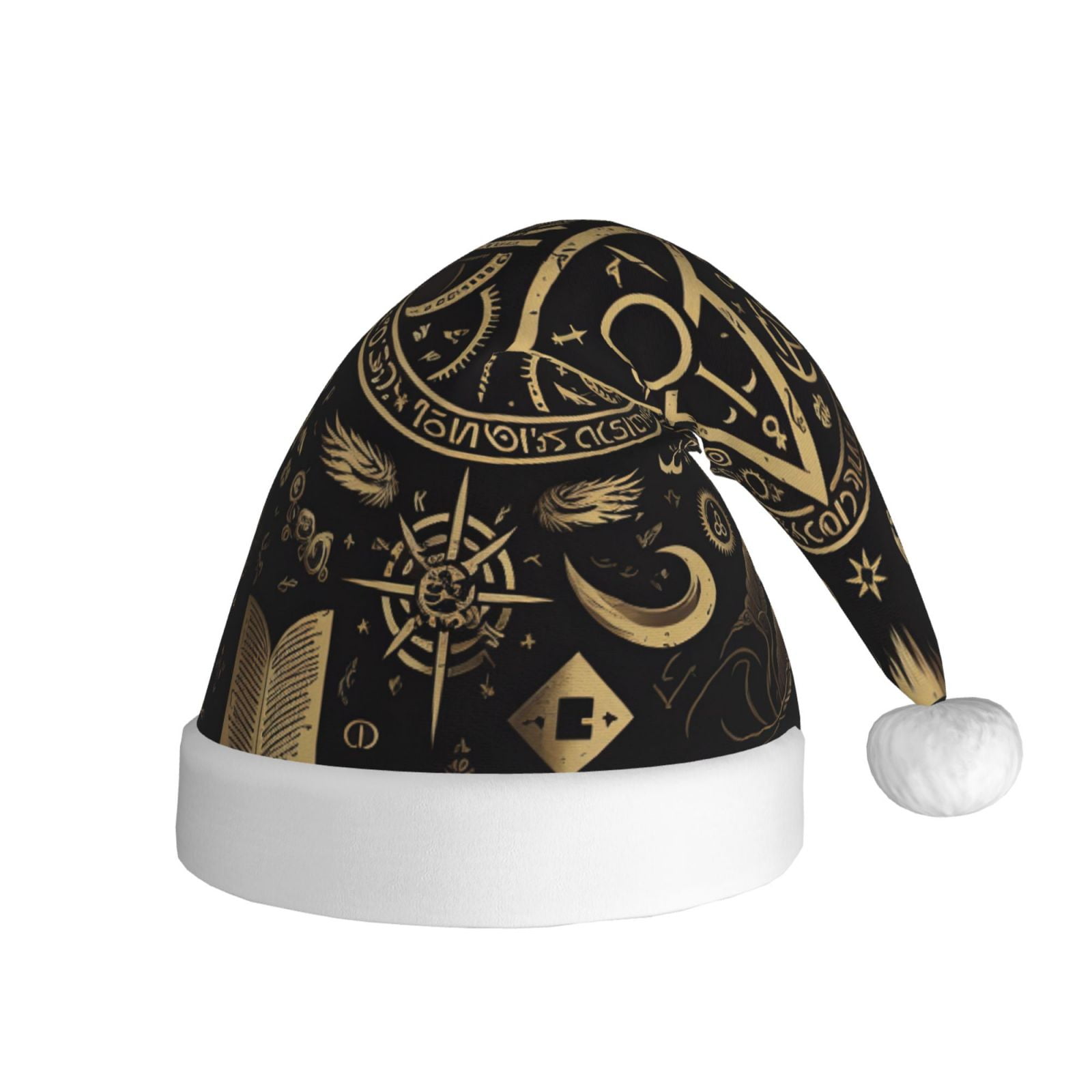 Adult Plush Santa Hat Magic Symbols Soft Fleece Christmas Holiday ...