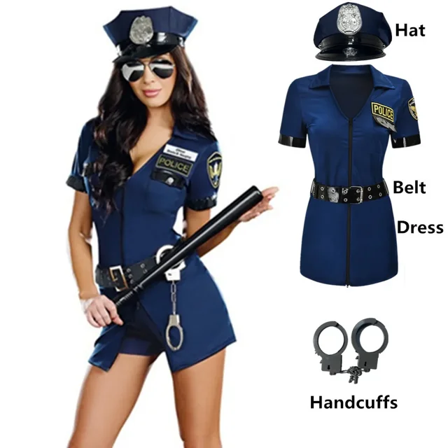 Adult Police Cop Officer Costumes Sexy Policeman Bodysuit Cosplay for