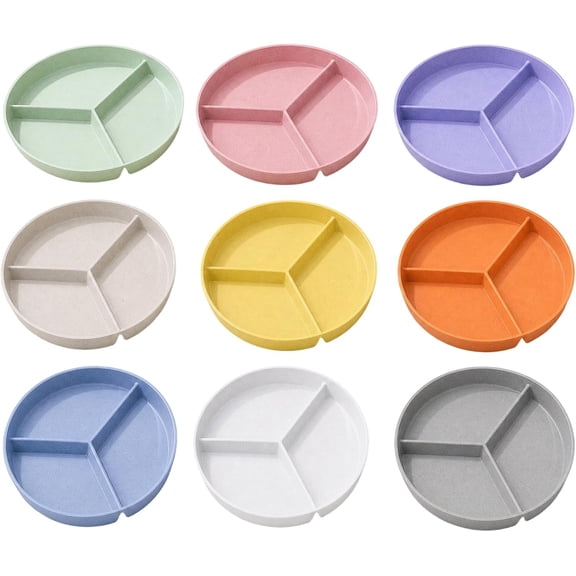 Adult Portion Control Divided Plates, Reusable WheatStraw Compartment Dinner Plates, MicrowaveSafe Bariatric Plates for Healthy Diet, UpperRack Dishwasher Compatible