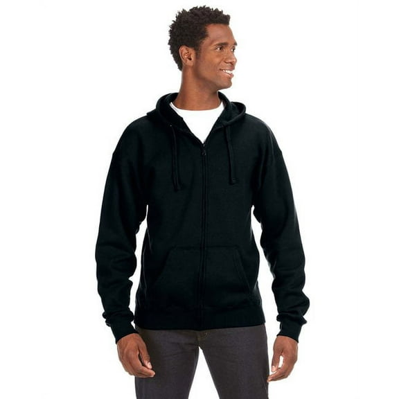 Adult Premium Full-Zip Fleece Hooded Sweatshirt - BLACK - XL