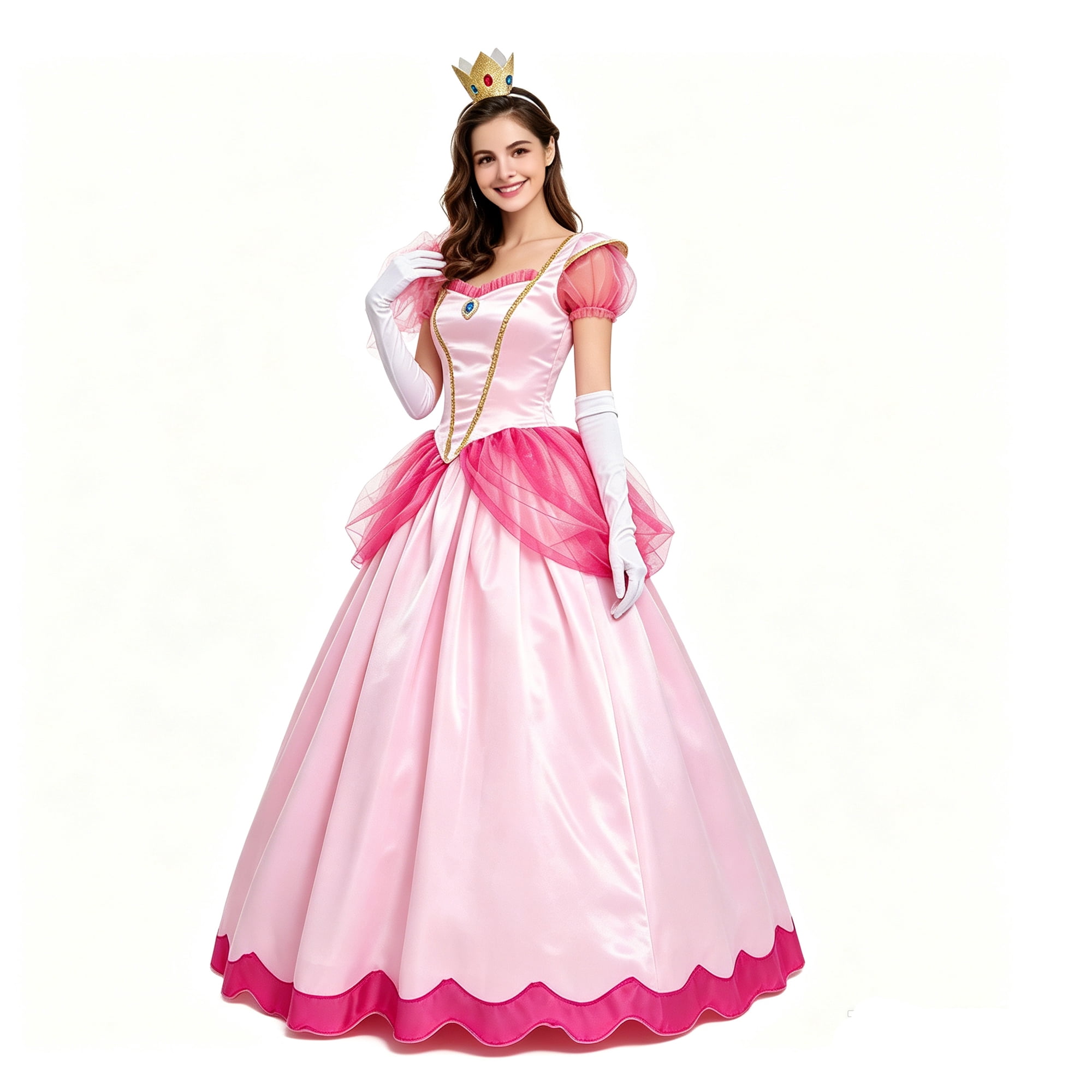 Women's Halloween Princess Costume Set with Gloves and Tiara