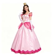 Adult Princess Peach Costume for Women Halloween Cosplay Dress