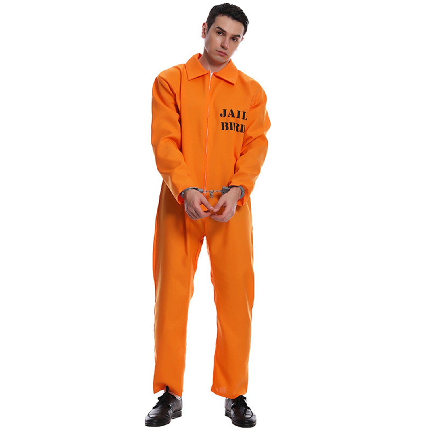 Adult Prisoner Costume Orange Prison Jumpsuit Adult Jail Bird Halloween Costumes For Men With