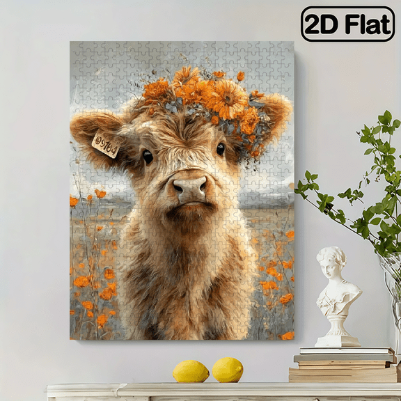 Adult Puzzle 500pcs - Highland Cow, Home Decoration, Family Interactive Game, 38X52 Cm/15X20.4 Inches, Ideal Choice for Christmas, Halloween And Back to School Gifts