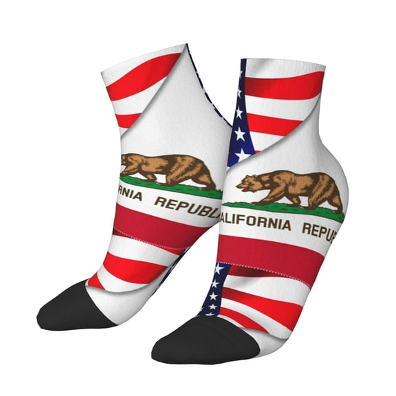 Adult Quarter Ankle Socks America Flag And California Flag Cushion Ventilation Sports Socks