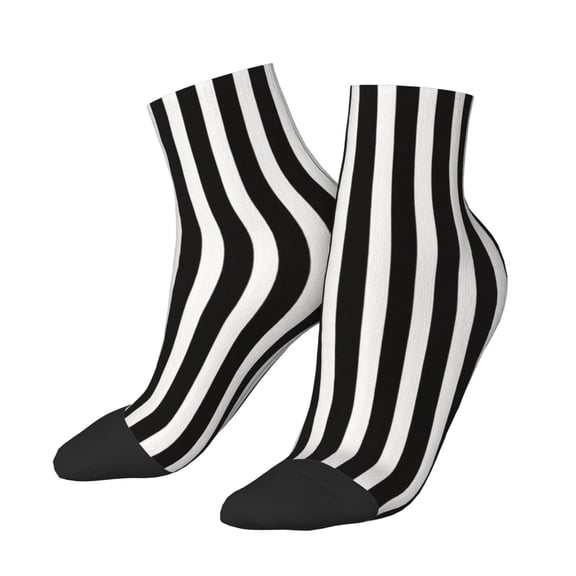 Adult Quarter Ankle Socks Black And White Stripes Cushion Ventilation Sports Socks