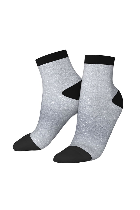 Adult Quarter Ankle Socks Diamond Silver Pattern Cushion Ventilation Sports Socks