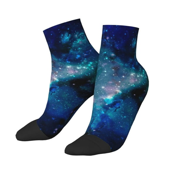 Adult Quarter Ankle Socks Galaxy Nebula Space Cushion Ventilation Sports Socks