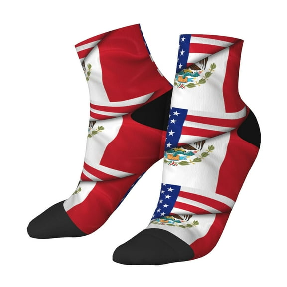 Adult Quarter Ankle Socks Half Mexican Half America Cushion Ventilation Sports Socks