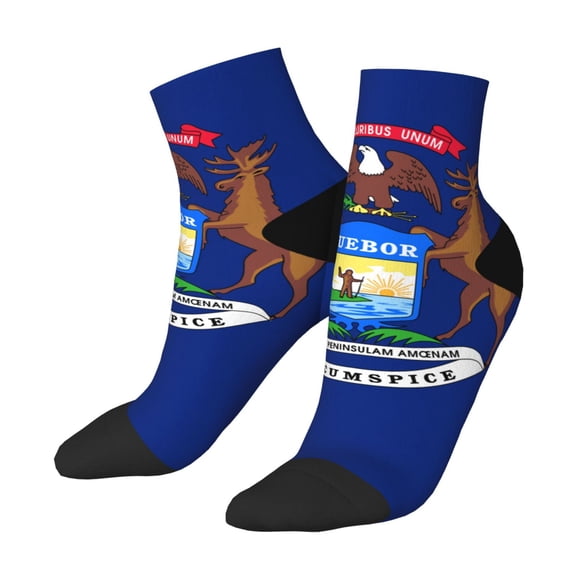 Adult Quarter Ankle Socks Michigan Flag Cushion Ventilation Sports Socks