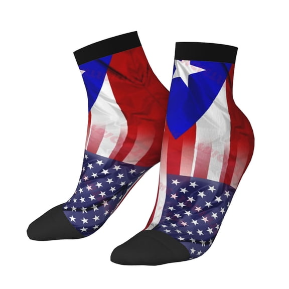 Adult Quarter Ankle Socks Puerto-Rico-America-Flag Cushion Ventilation Sports Socks