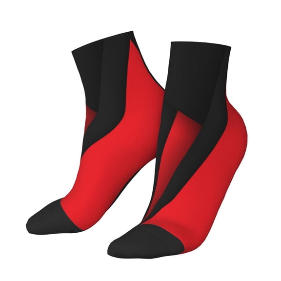 Adult Quarter Ankle Socks Red Black Abstract Cushion Ventilation Sports Socks