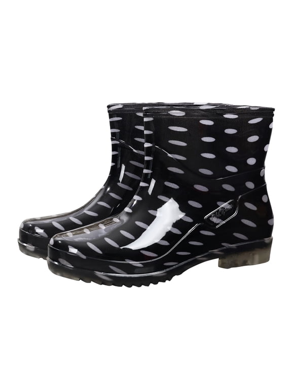 Adult Rain Boots Ankle Rubber Rain Boots Waterproof Lightweight Anti Slip Wide Opening Short Booties for Women Garden Yard Work Outdoor Wet Grass Muddy Pathways Walking,Black 39(US-8.5)10.04"