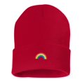 thumbnail image 1 of Adult Rainbow Embroidered Cuffed Knit Beanie Cap, 1 of 1