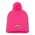 thumbnail image 1 of Adult Rainbow Embroidered Knit Beanie Pom Cap, 1 of 1