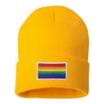 thumbnail image 1 of Adult Rainbow Gay & Lesbian Pride Flag Embroidered Cuffed Knit Beanie Cap, 1 of 1