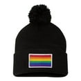 thumbnail image 1 of Adult Rainbow Gay & Lesbian Pride Flag Embroidered Knit Beanie Pom Cap, 1 of 1