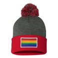 thumbnail image 1 of Adult Rainbow Gay & Lesbian Pride Flag Embroidered Knit Beanie Pom Cap, 1 of 1