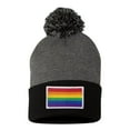 thumbnail image 1 of Adult Rainbow Gay & Lesbian Pride Flag Embroidered Knit Beanie Pom Cap, 1 of 1