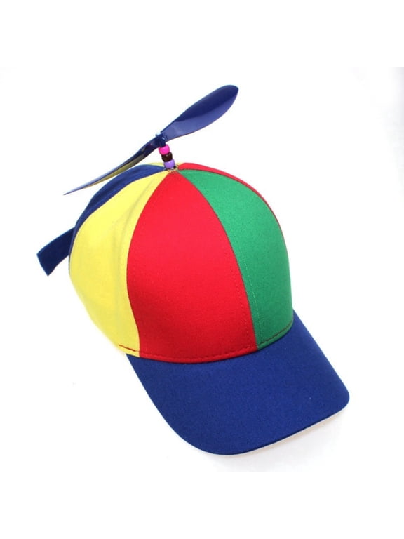 Adult Rainbow Propeller Hat, Spinning Helicopter, Adjustable Snapback, for Parties & Outdoor
