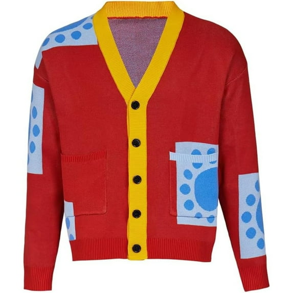 Red Knit Cardigan Sweater Jacket Coat for Adult Women and Men Unisex Casual Outerwear