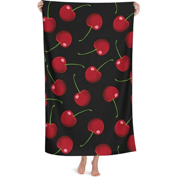 Adult Red Cherry Beach Towel, 31 X 71 Inches, Absorbent Lightweight Blanket Towel, Soft Bath Towel, Suitable for Beach Swimming Pool, Hot Spring Gym Travel,lightweight beach towel,big beach towel