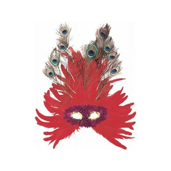 Adult Red Feather Peacock Eye Mask